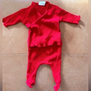 Spearmint Love Red Organic Cotton Waffle Set 0-3M